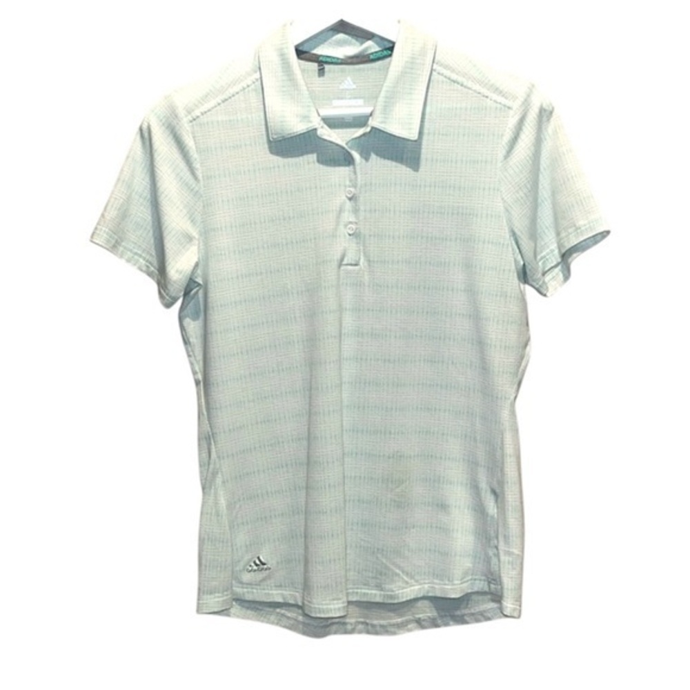 Adidas Golf Women’s Polo Shirt Size Small Green Aqua Dots